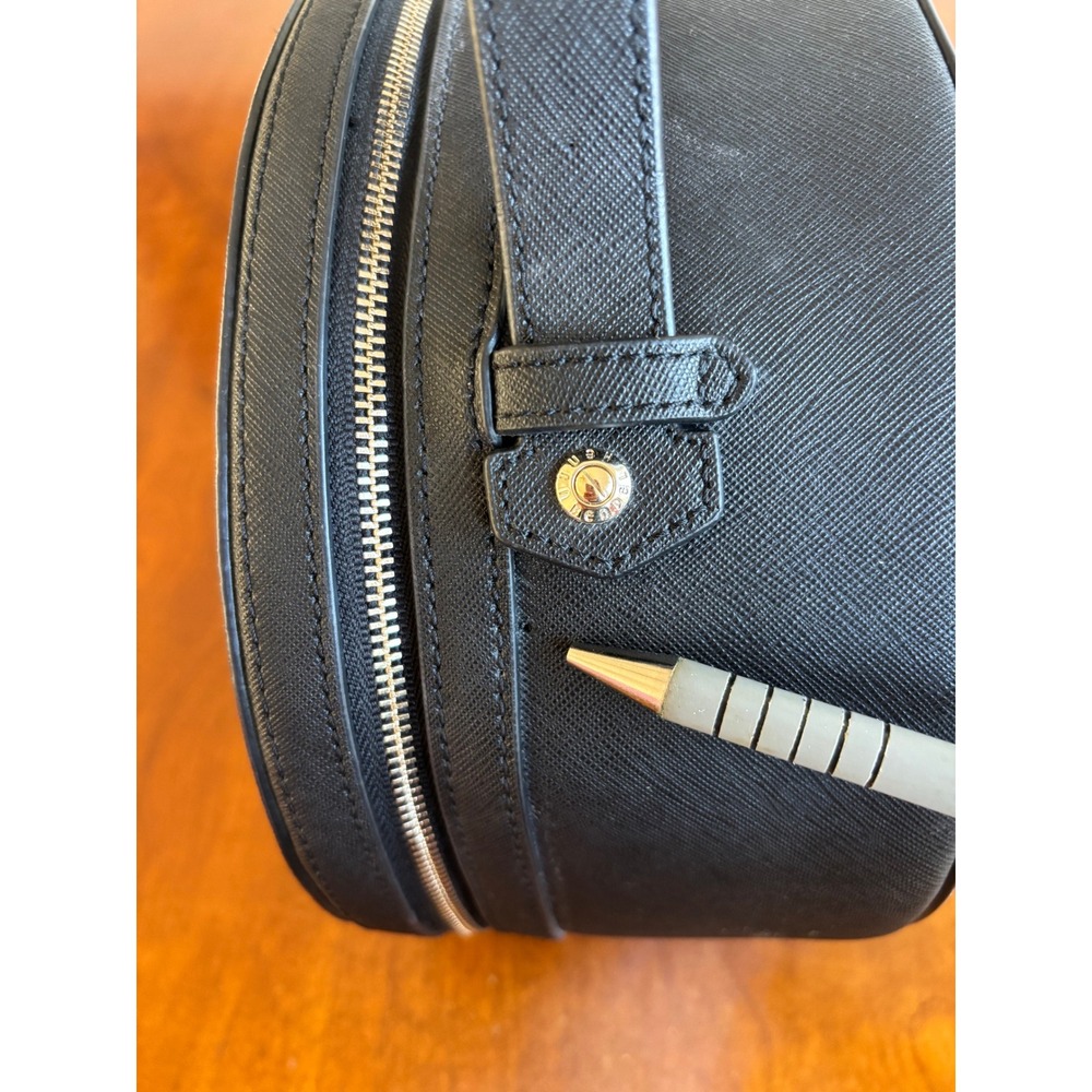 Henri Bendel New York Black Saffiano Leather Vanity Case Cosmetic Travel Bag - Picture 7 of 15